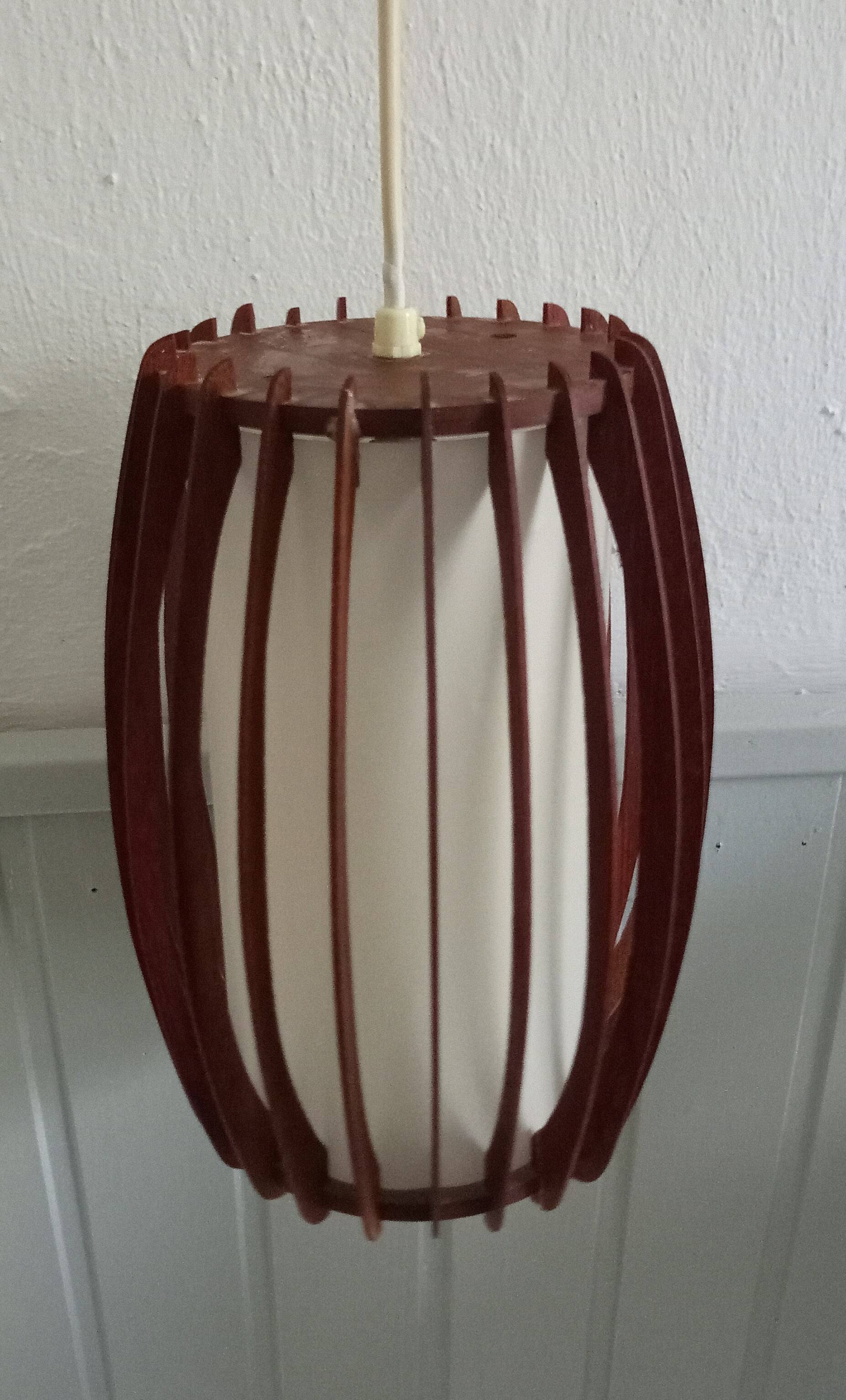 danish ceiling lamp in teak and paper from the 60s