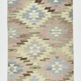 3x10 Cream & Brown Vintage Kilim Runner Rug, 81x306Cm