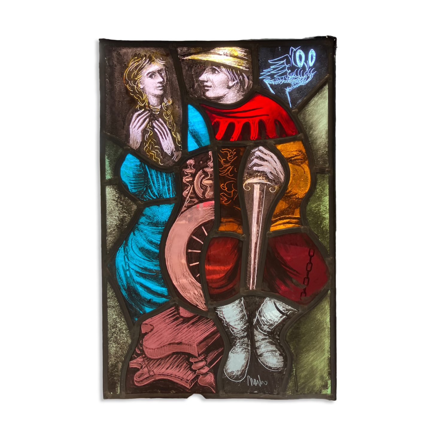 Stained hanging glass polychrome