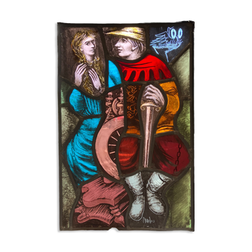 Vitrail à suspendre en verre polychrome