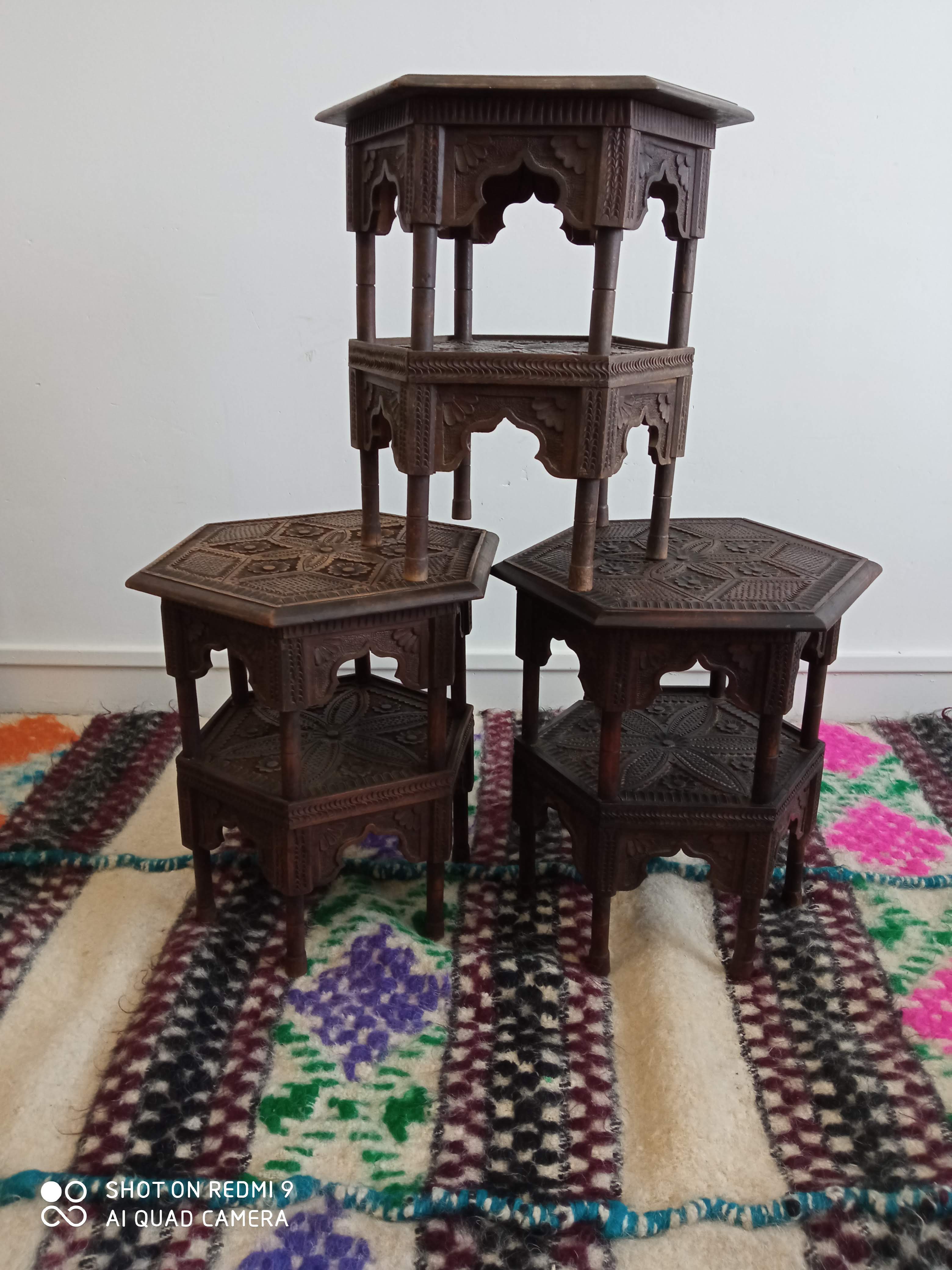 Indian sofa tips carved wood 1950