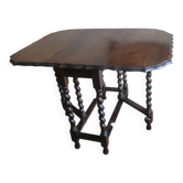 Table de ferme antique extensible en chêne patiné avec bord sculpté, 1900