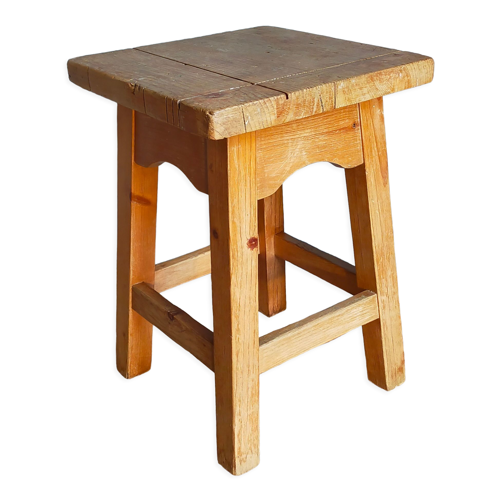 Vintage solid pine workshop stool