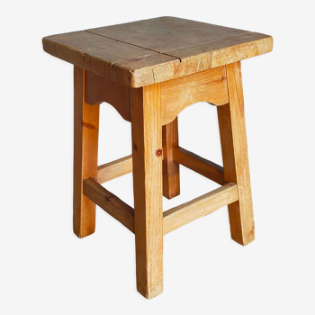 Tabouret d'atelier en pin massif vintage