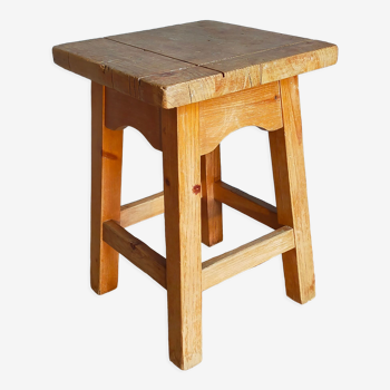 Vintage solid pine workshop stool