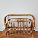 Foldable rattan magazine rack - Vintage