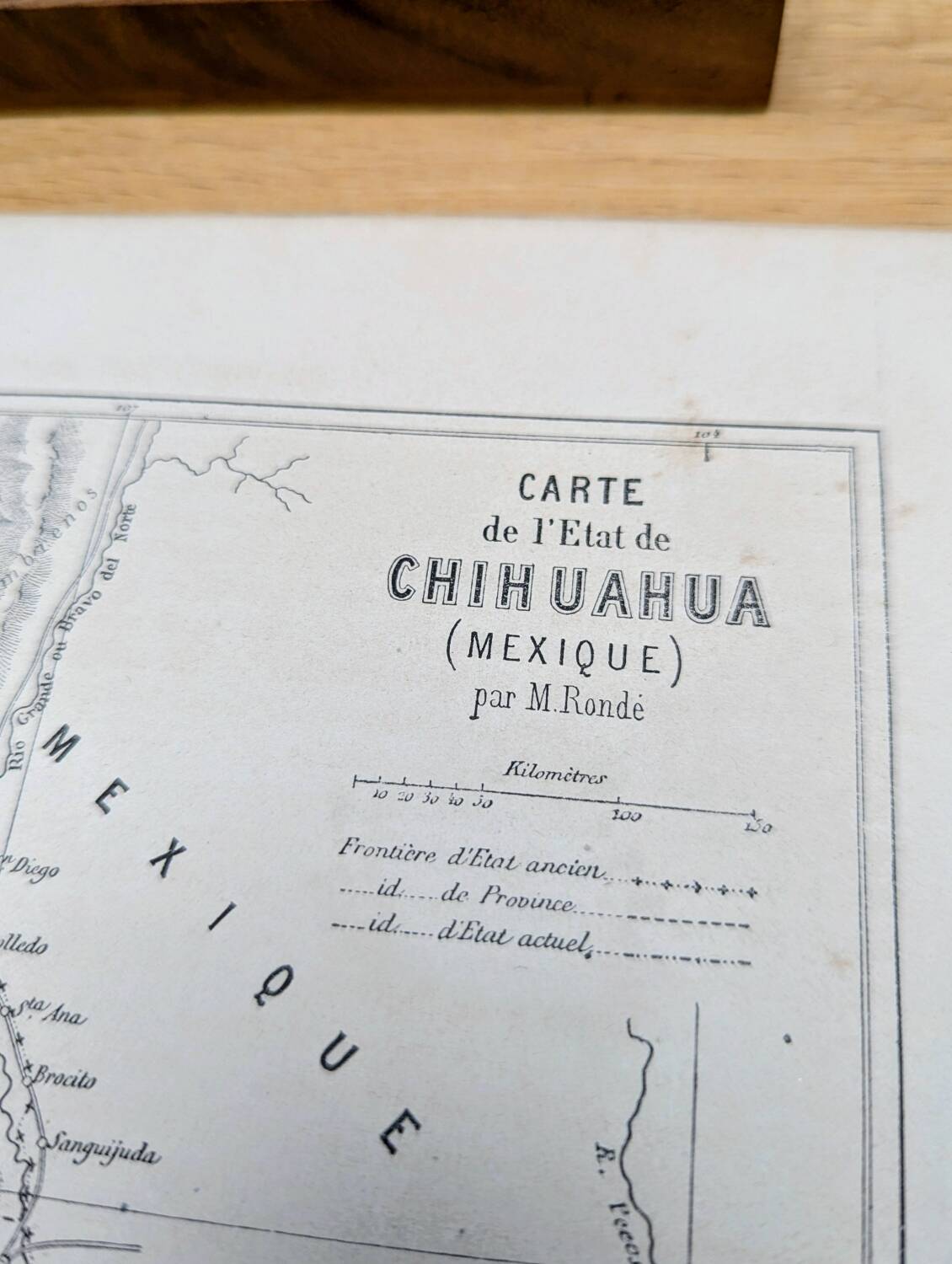 State of Chihuahua, Mexico, printed map from 1861.