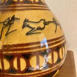 Large vintage ethnic vase with tribal decor