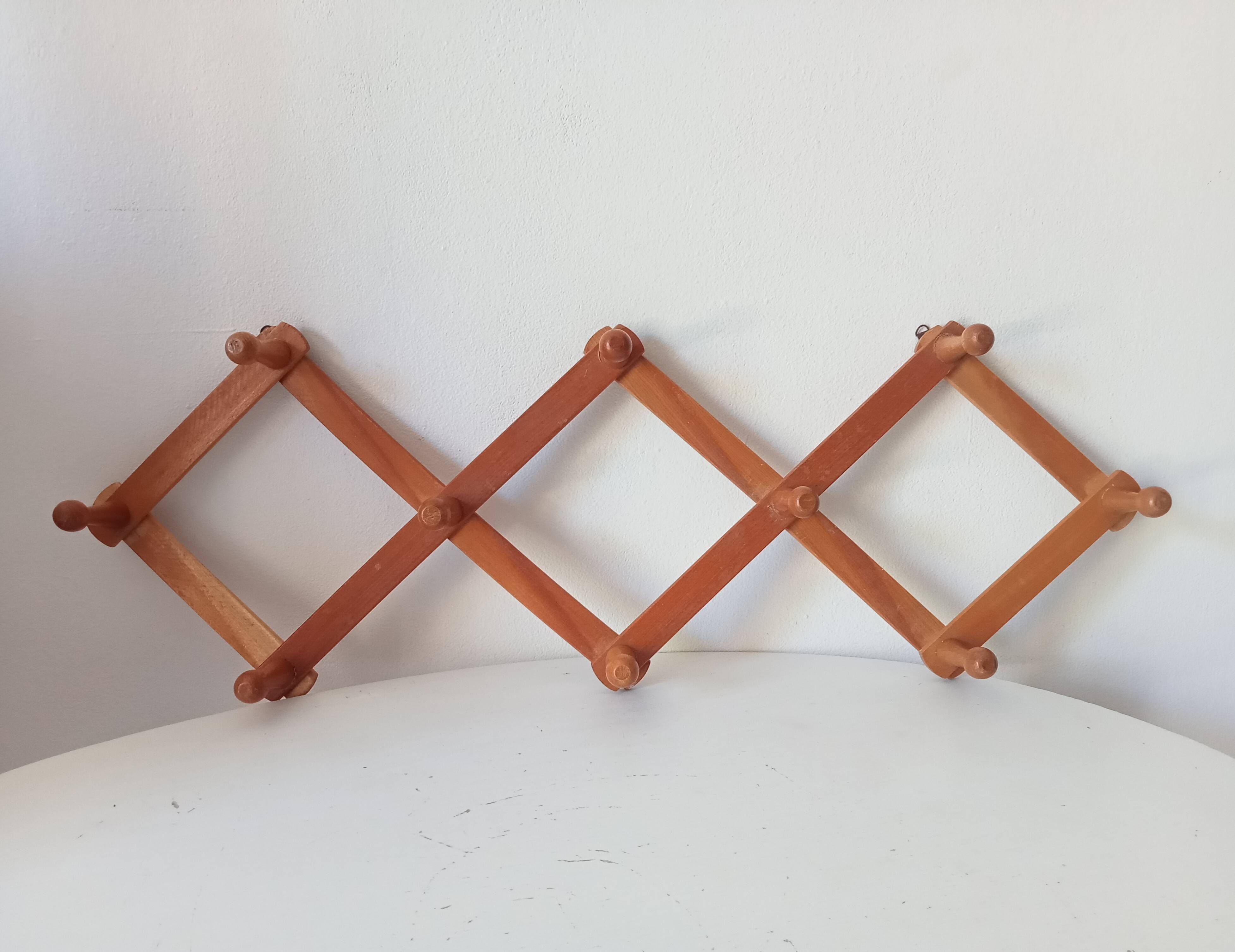 Vintage accordion wall coat rack