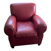 Red leather club sofa