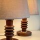 Pair of vintage wooden lamps