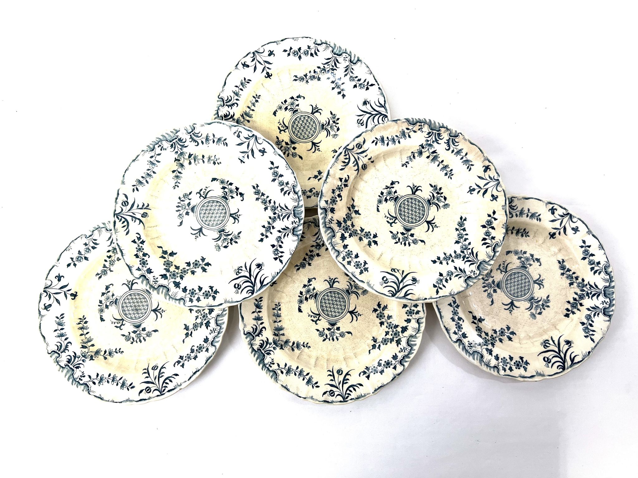 6 assiettes dessert minton montrose 19ème