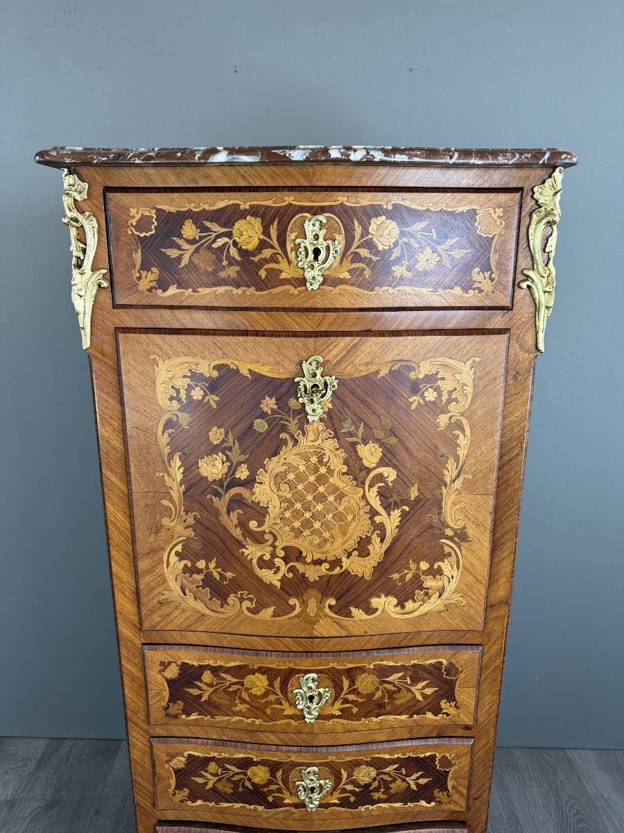 Louis XV marquetry secretary, Napoleon III period