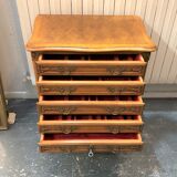 Solid wood silver cabinet with 5 drawers for 173 place settings, silver-plated metal, Solid silver