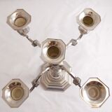 Pair candle chandelier metal silver 5 lights