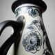 Antique art deco vase 1920-40 in fine stoneware, art nouveau and chinoiserie style, decor