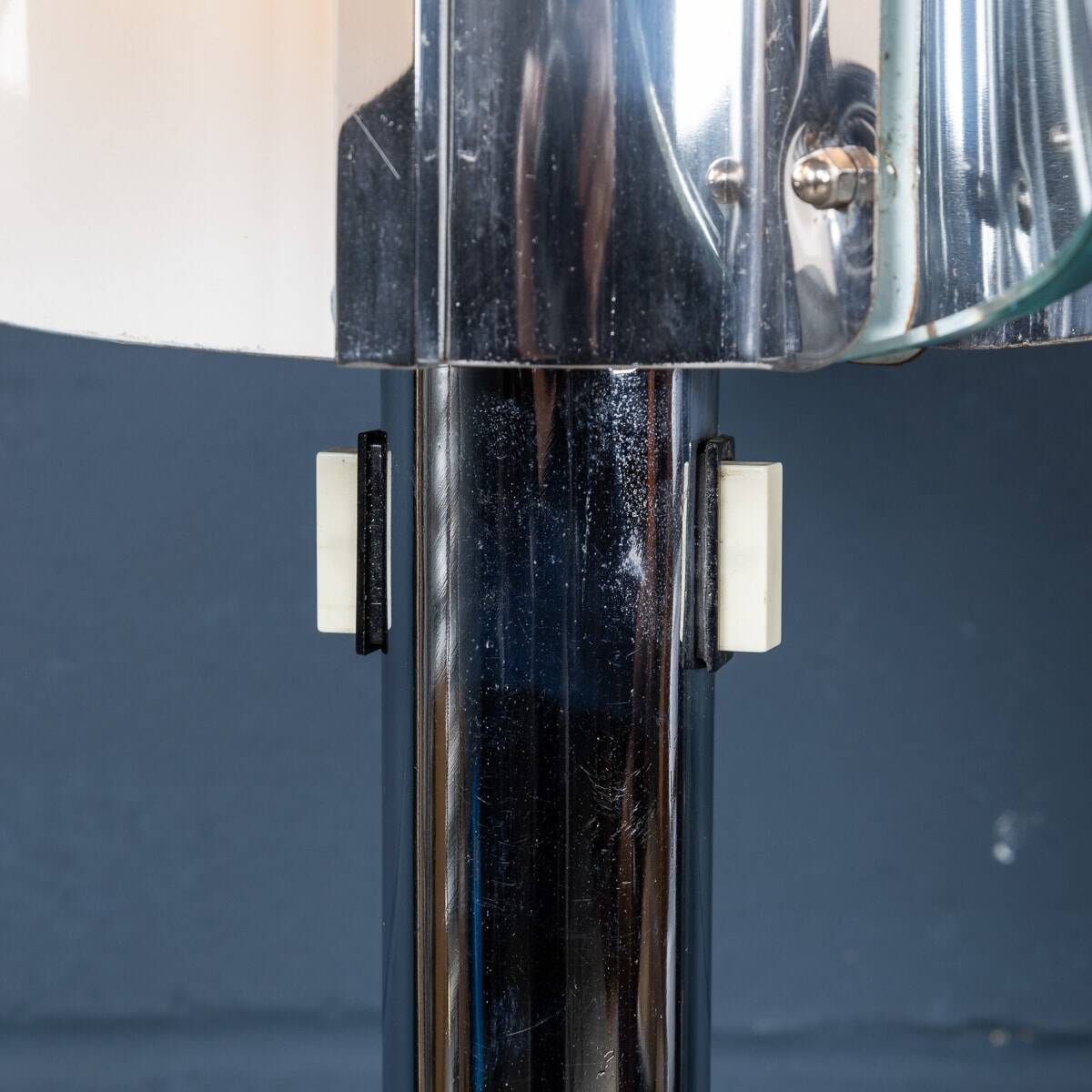 20th century italian chrome & glass floor lamp attributable to max ingrand