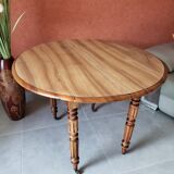 Old round table in walnut with flaps Louis Philippe