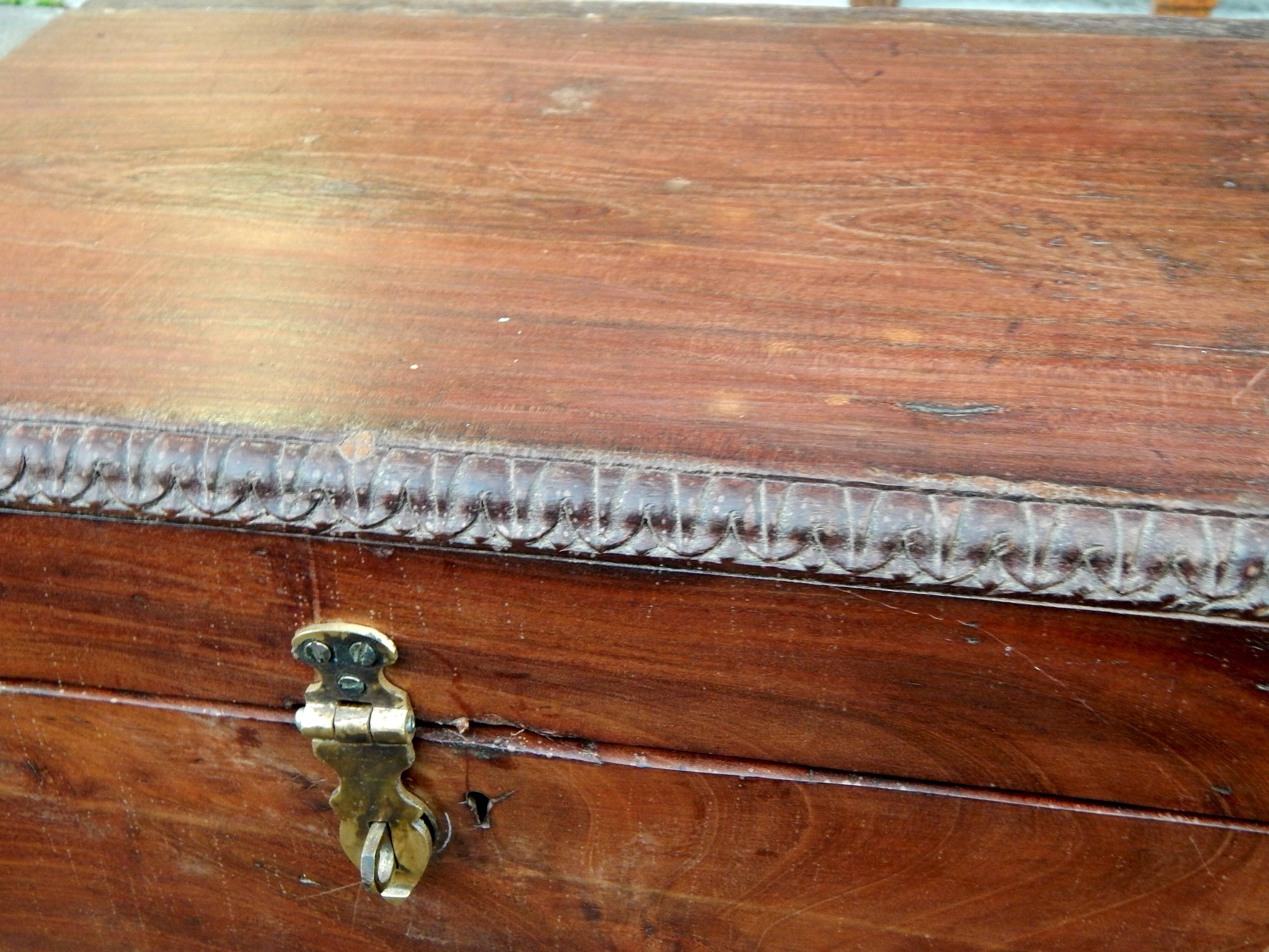 Ancient chest sculpte brass handles india