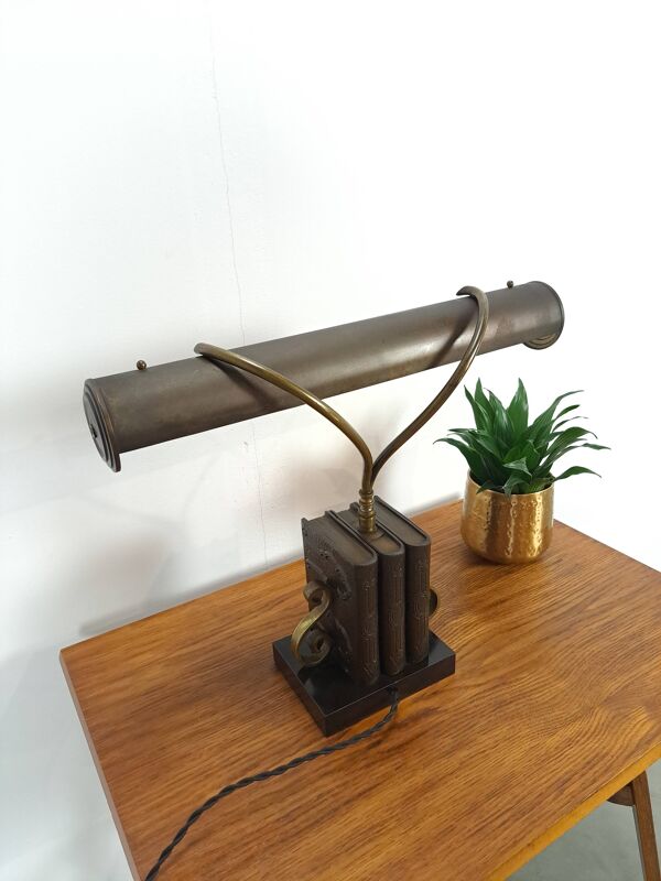 Lampe de bureau en bronze, lampe de banquier