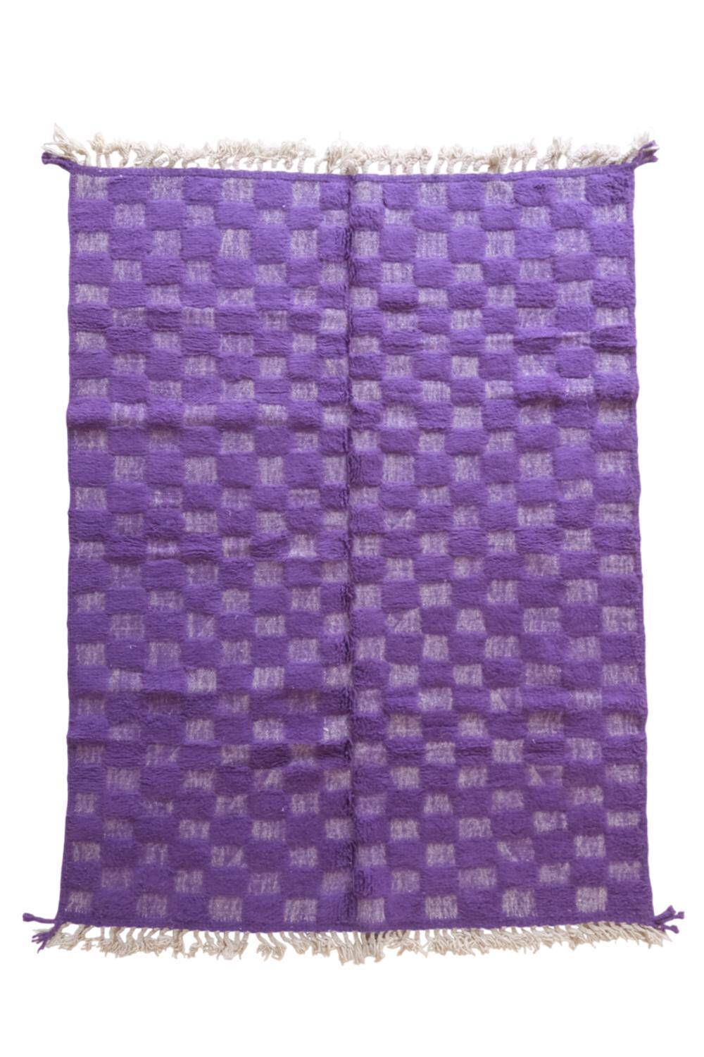 Purple Checkered Rug - 281 x 207 cm