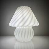 Vintage Murano Italy mushroom lamp with glossy white spiral decoration