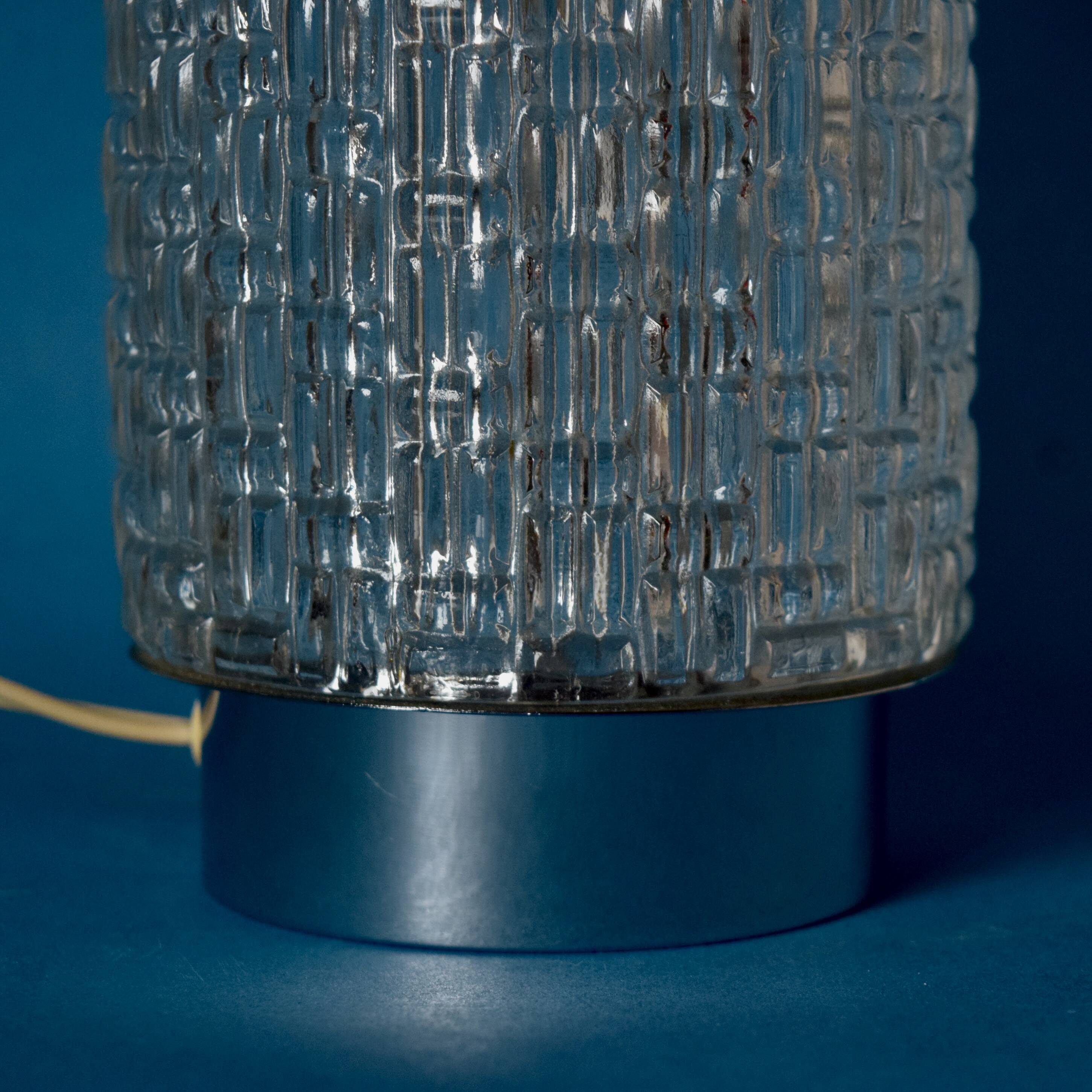 Vintage textured glass and chrome-plated steel lamp base - 1960