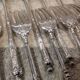 12 four-pronged lunch forks, silver-plated metal, SFAM silversmith, Russian style