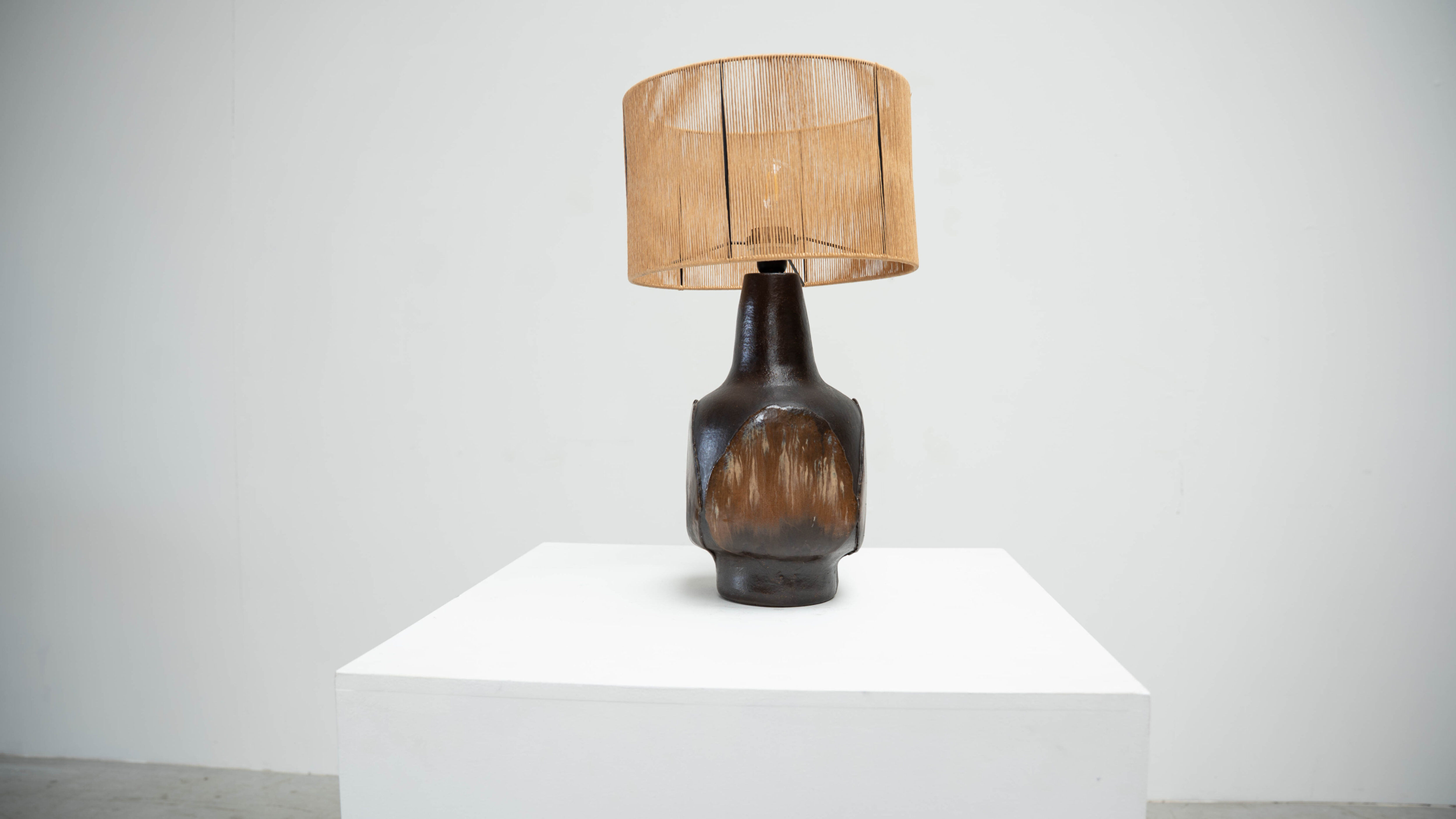 1970s dark glazed ceramic Danish lamp
