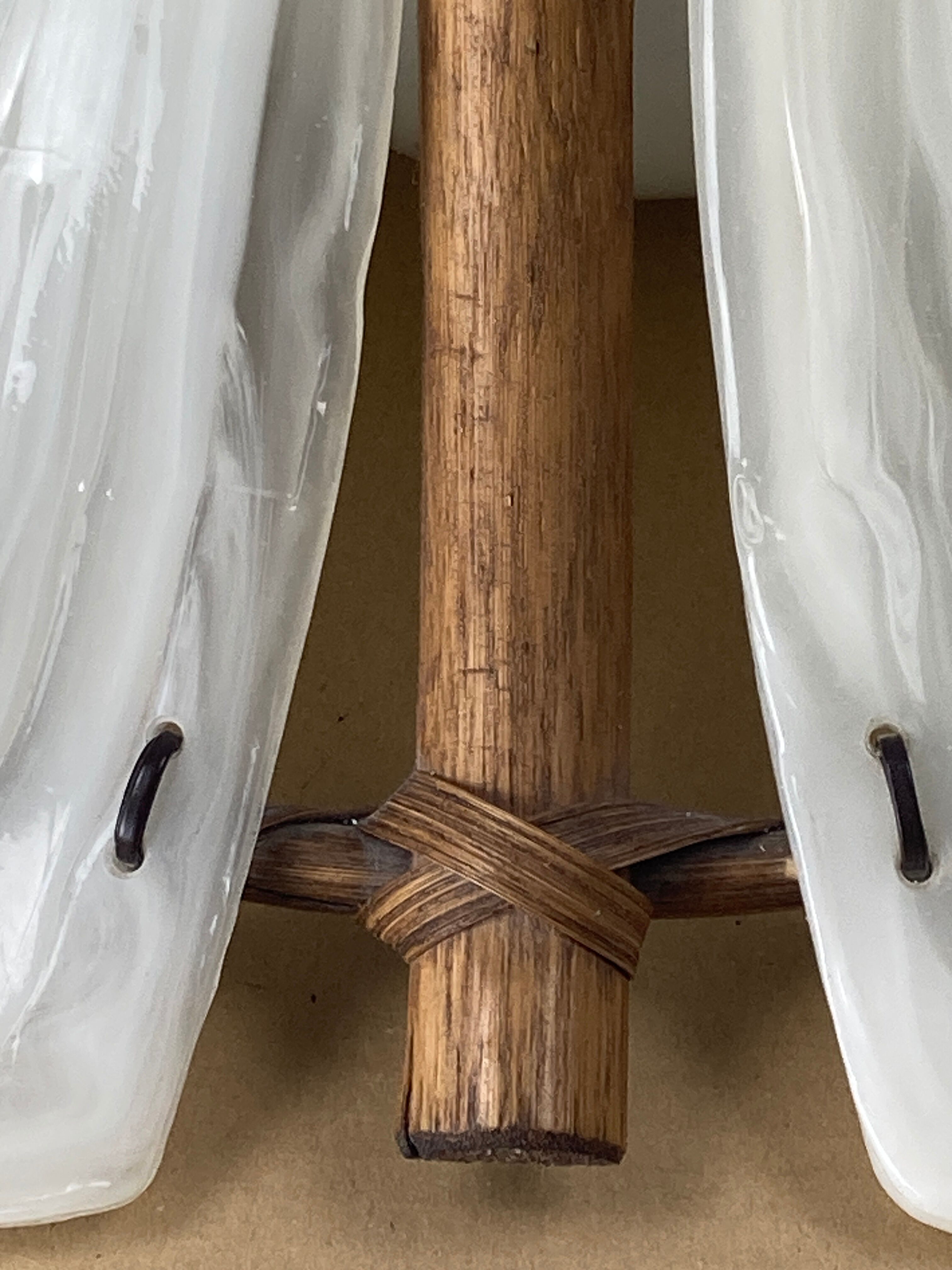 Bamboo acrylic and opaline hanging pendant, 1970,  58cm