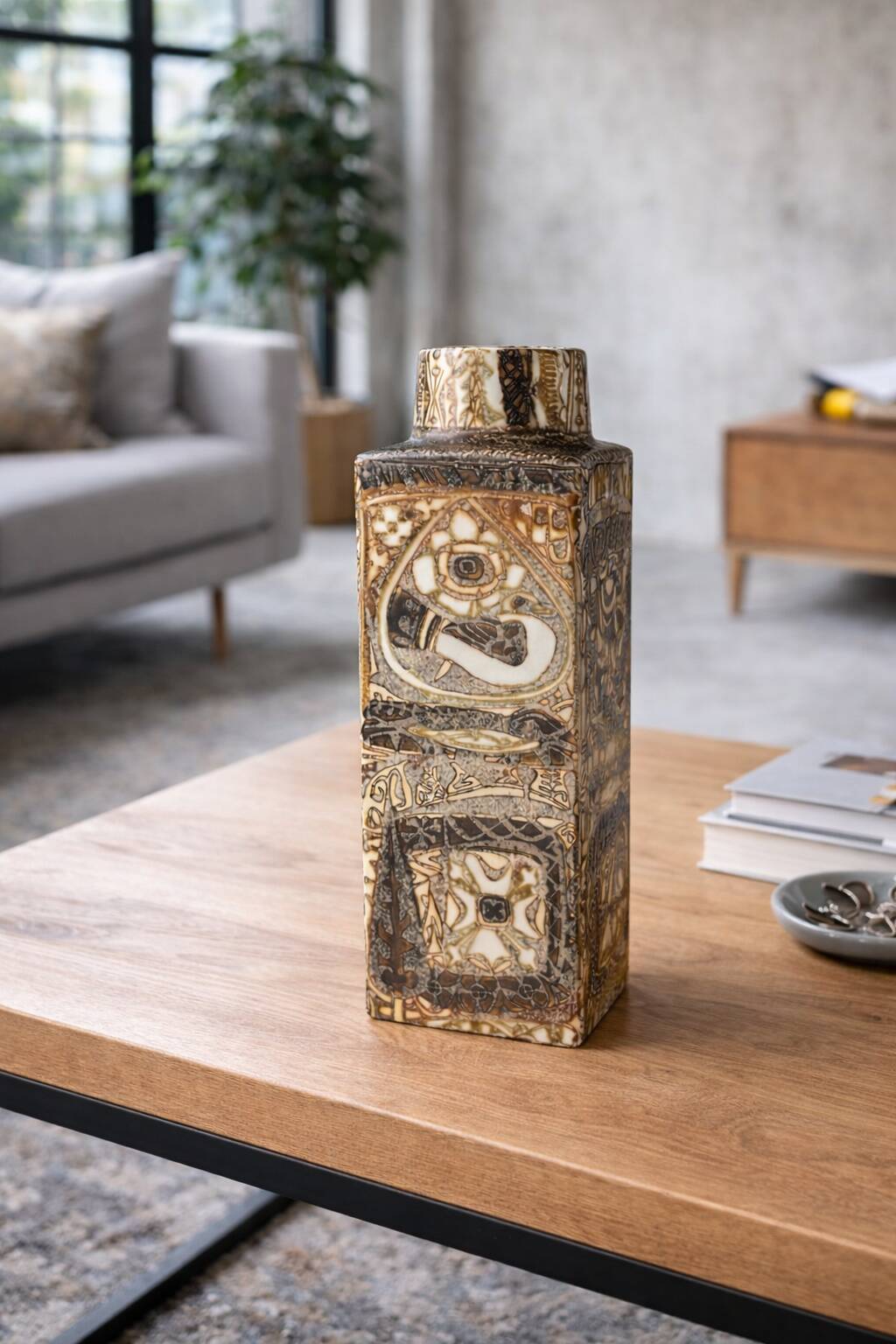 Scandinavian stoneware vase decorated with birds and flowers – Nils Thorsson for Royal