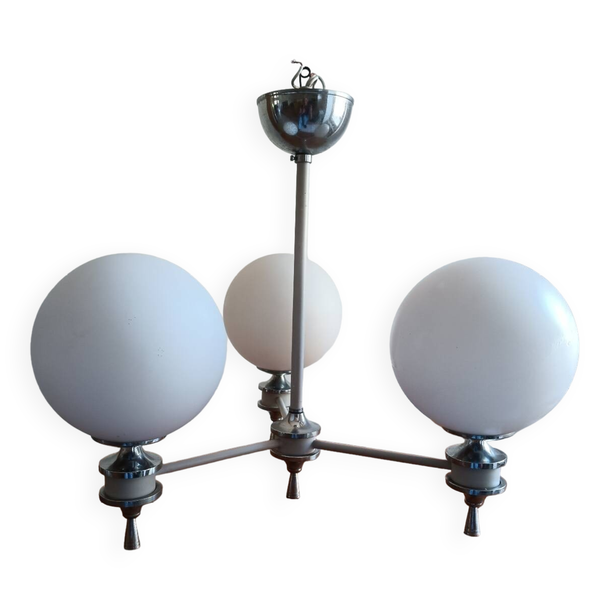 White ball and metal chandelier