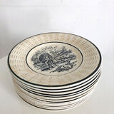 Set of 12 "Les Mois" dessert plates by Digoin Sarreguemines