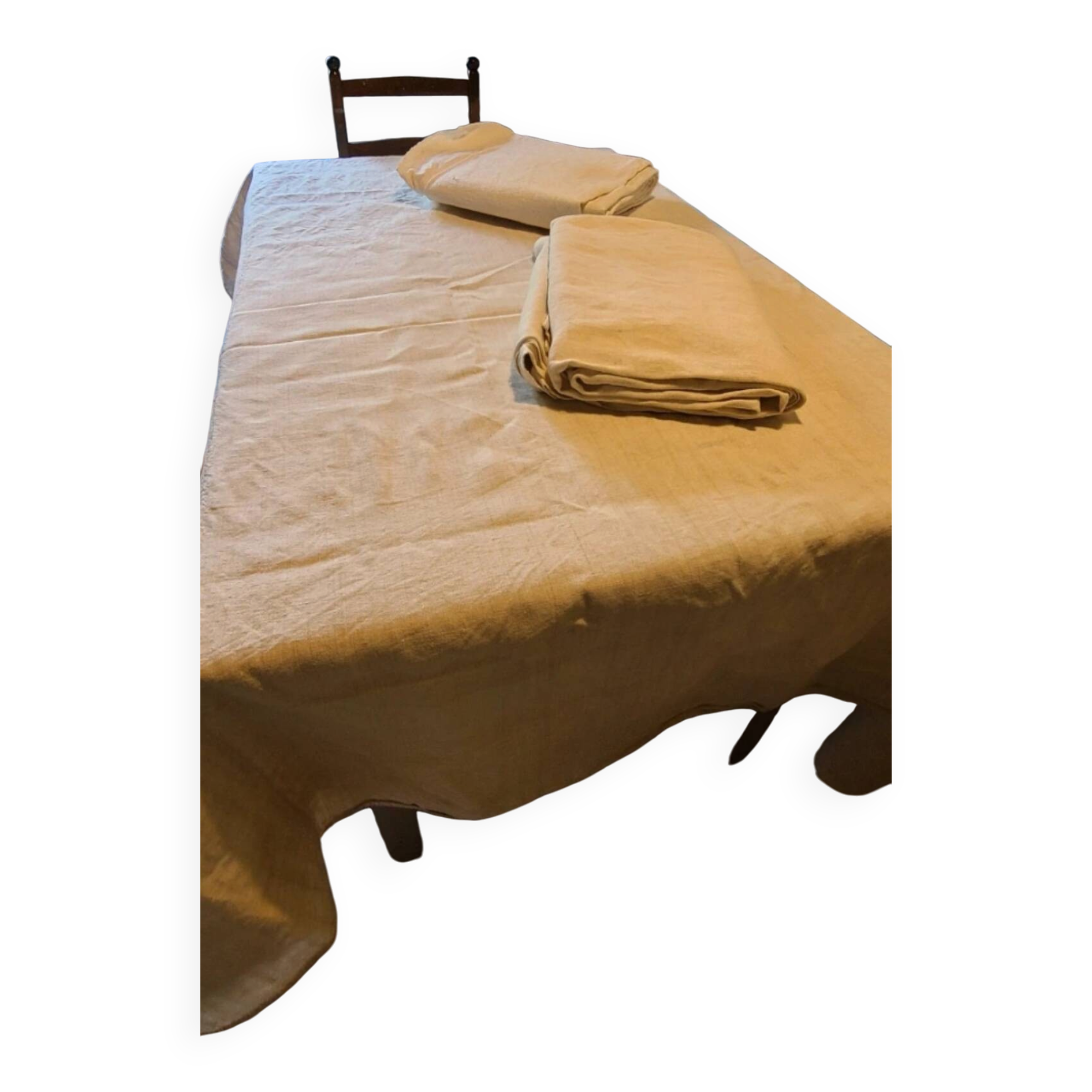Set of 2 antique pieces in authentic pure linen.