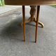 Table à manger ronde extensible rénovée pied central tripode bois 115-205cm