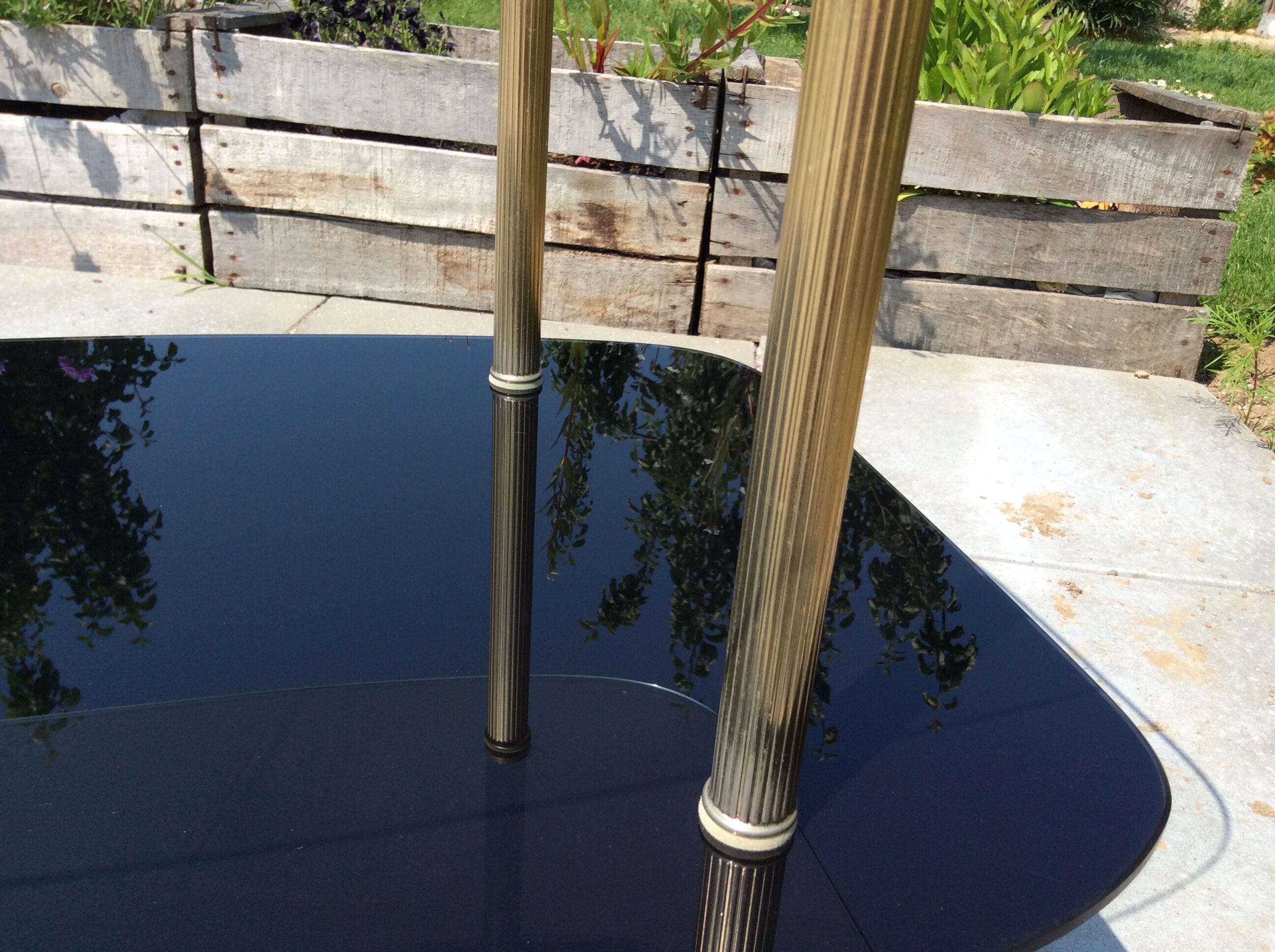 Glass and brass coffee table