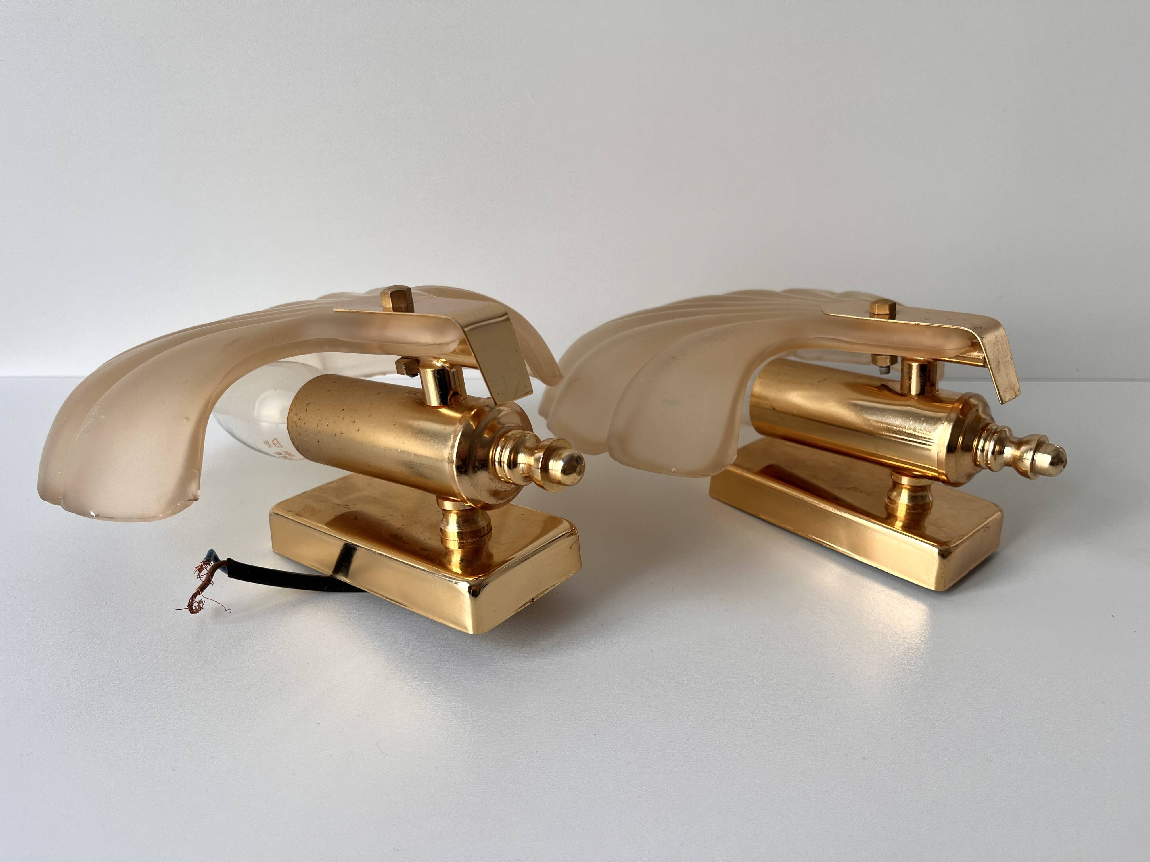 Appliques murales coquillages en verre vintage, lampes style art nouveau