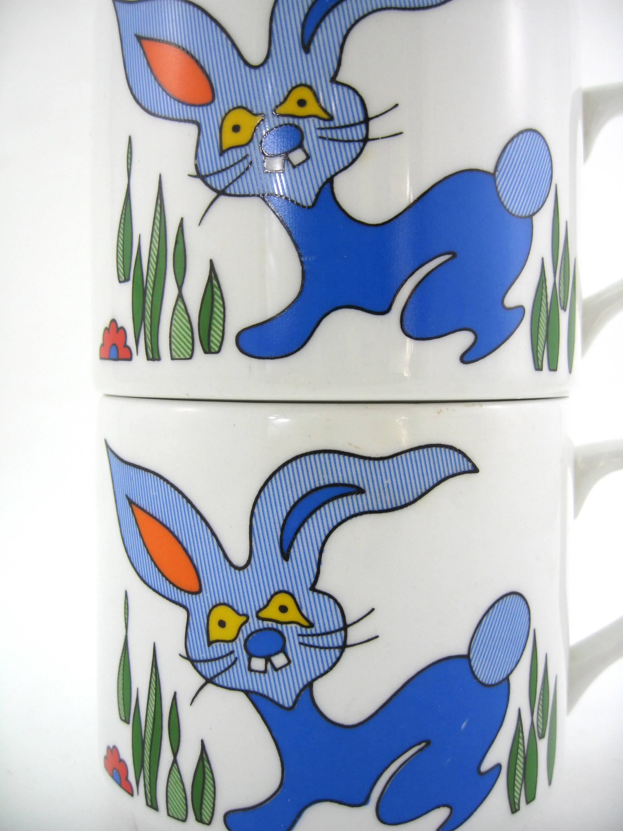 Lot De 2 Grandes Tasses à Thé Vintage 70s Monopoli Italie – Motif Floral – état Parfait