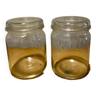 2 vintage La Lyonnaise glass jars