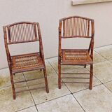 Pair of vintage bamboo folding chairs