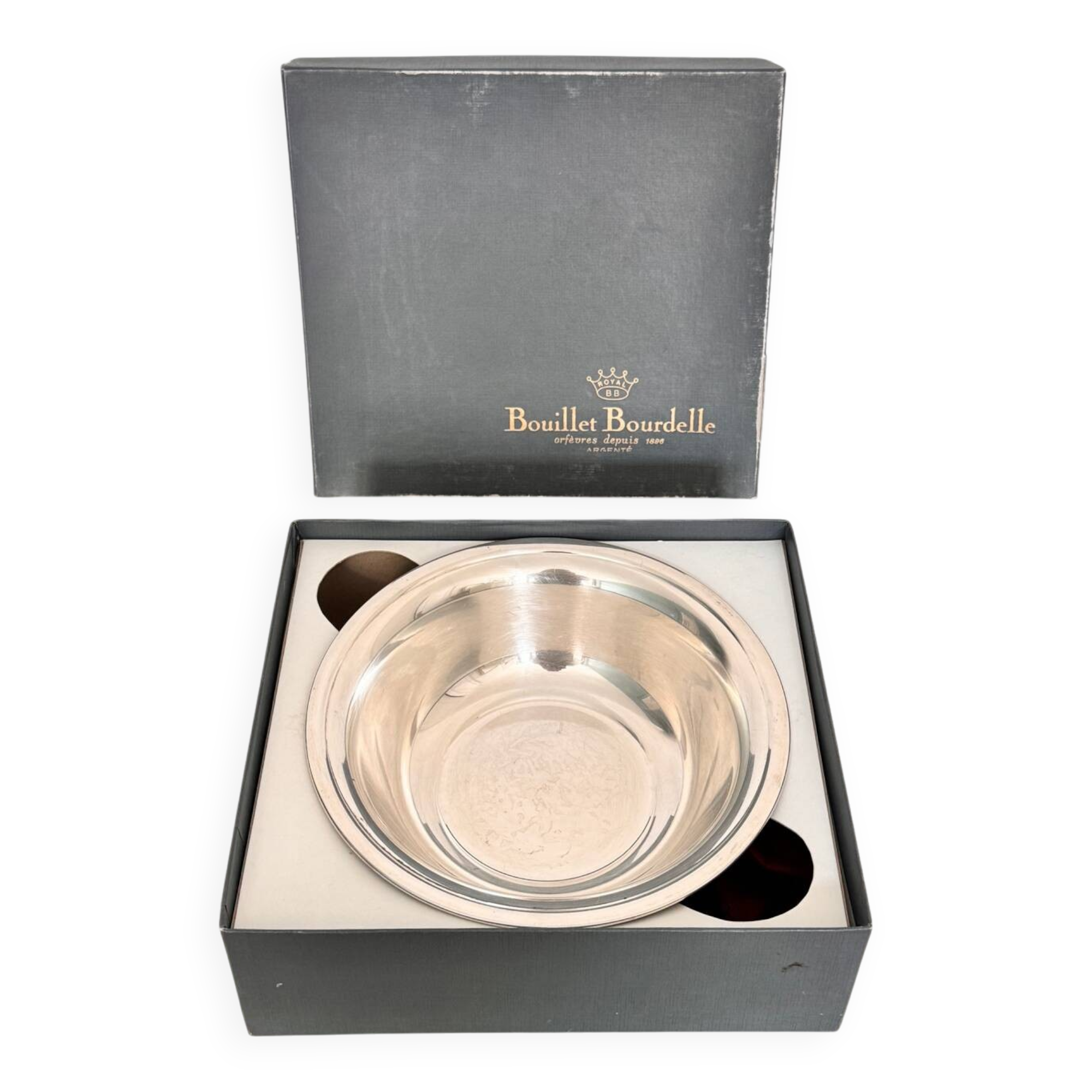 Large bowl, salad bowl, Bouillet Bourdelle cup in silver metal