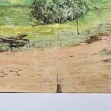 Watercolour on paper depicting a path by C. Piveteau 1915