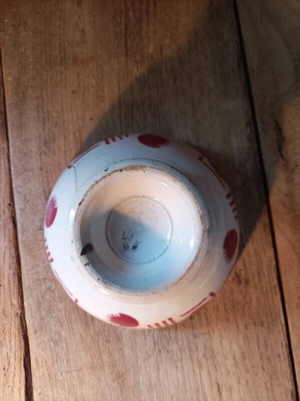 Digoin style ceramic bowl burgundy decor dpmc 0923234