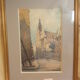 WATERCOLOR 1930 signed VICTOR MAUNIER : PARIS rue des Prêtres Saint Séverin Latin Quarter, 75, frame