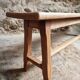 Vintage oak bench, solid wood dining bench, rustic farmhouse bench, French country style, circa 1950–1965.