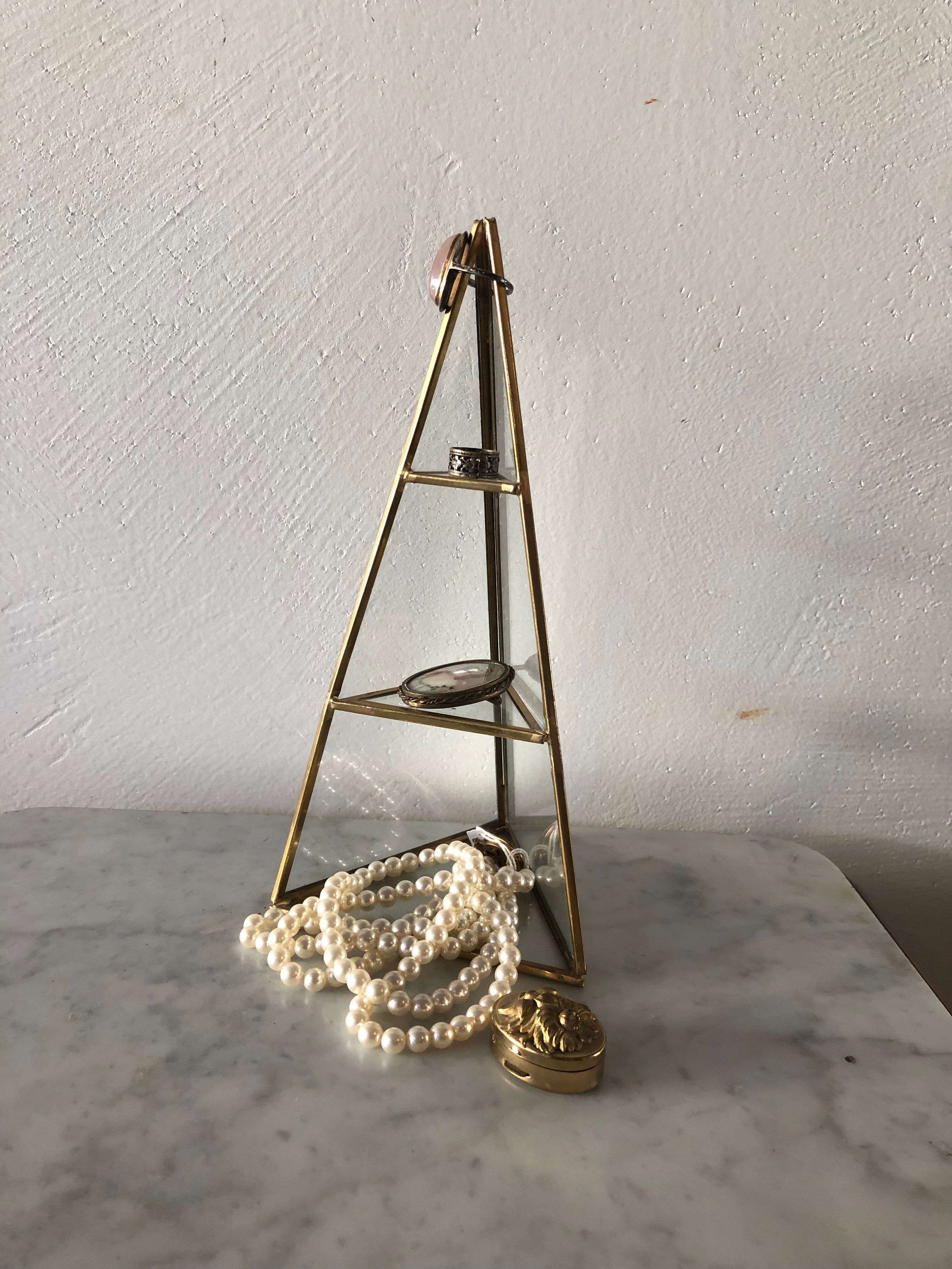 Vintage glass and brass showcase