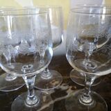 Lot of 7 engraved old glasses