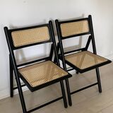 2 folding cane wood chairs
