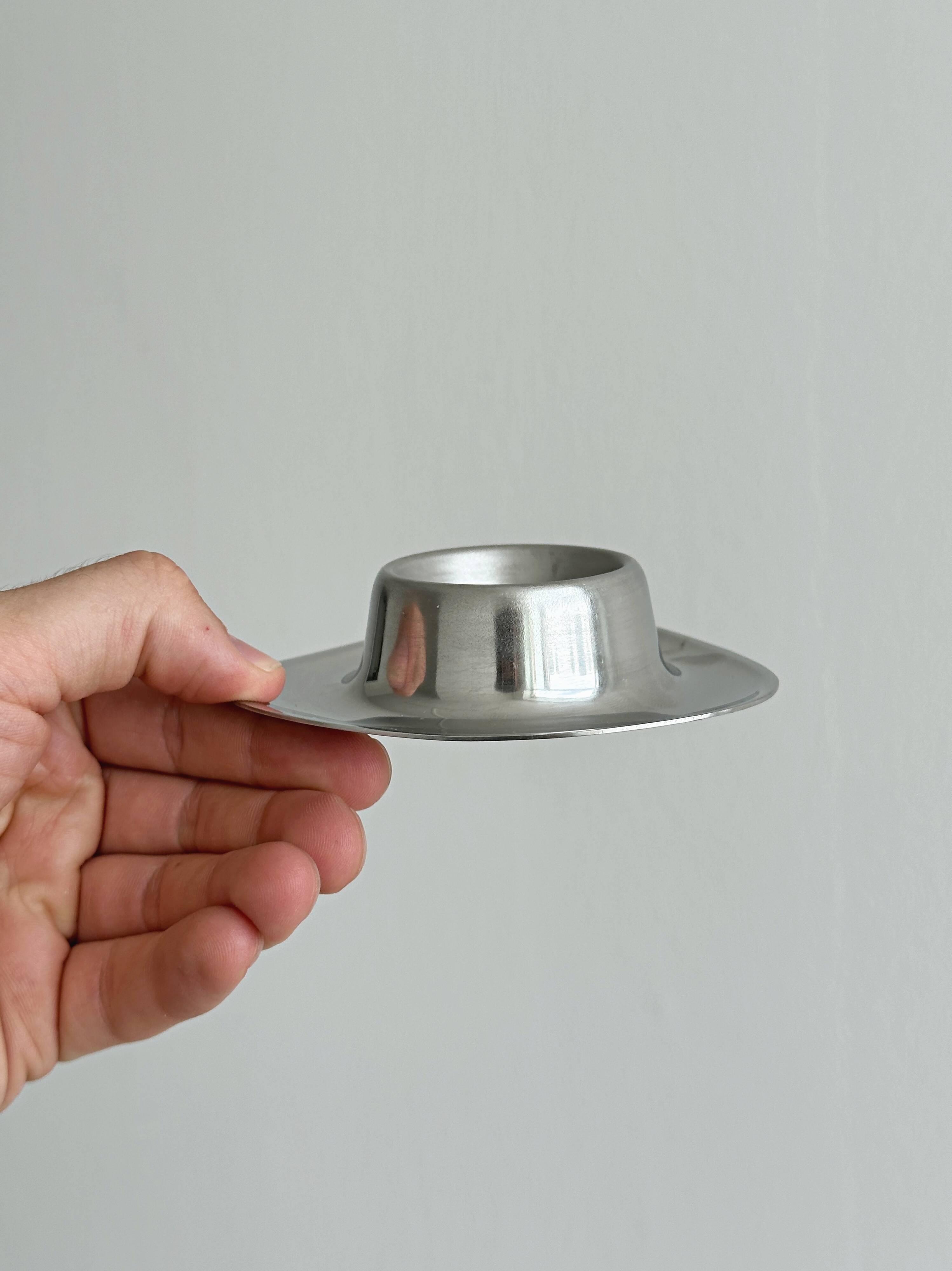 Set of 6 brushed stainless steel egg cups