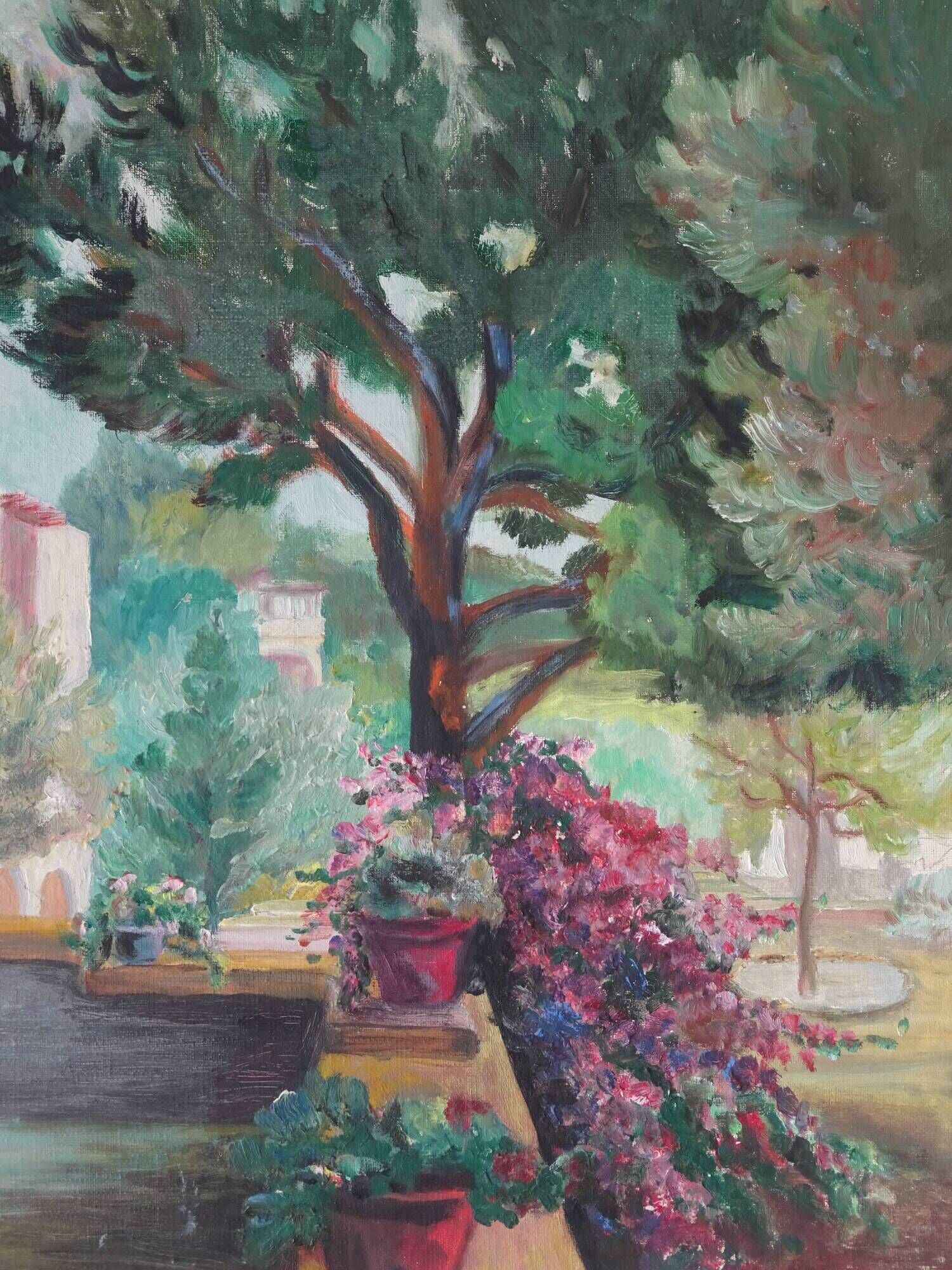 Painting view of Paguera Balearic Islands oil on canvas signed 1961